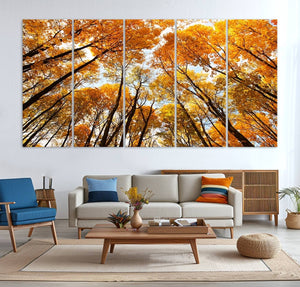 Golden Autumn Forest Wall Art Canvas Print – Framed Vibrant