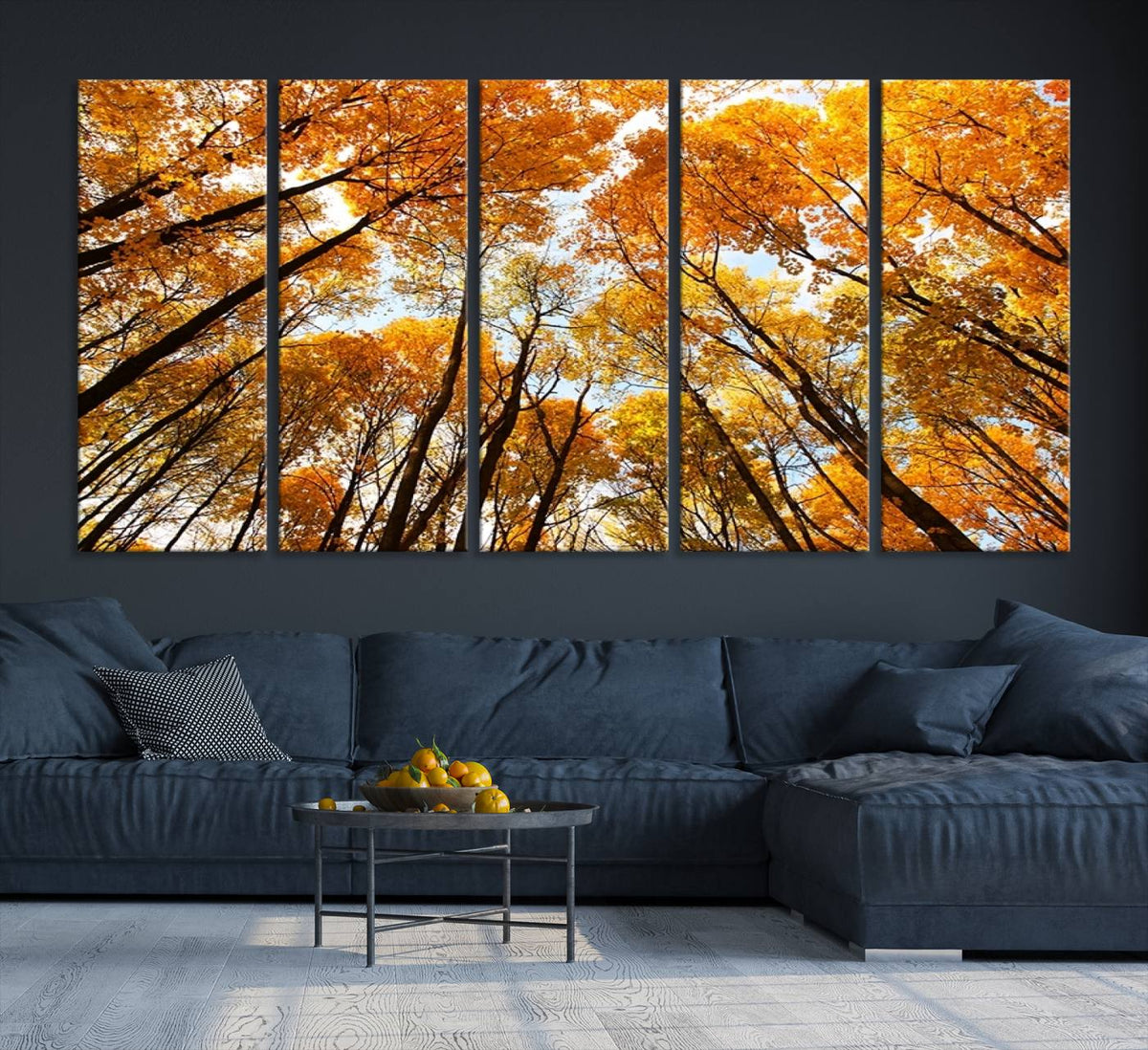 Golden Autumn Forest Wall Art Canvas Print – Framed Vibrant
