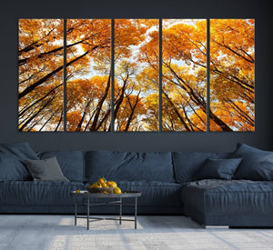 Golden Autumn Forest Wall Art Canvas Print – Framed Vibrant