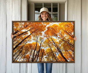 Golden Autumn Forest Wall Art Canvas Print – Framed Vibrant