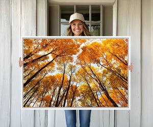 Golden Autumn Forest Wall Art Canvas Print – Framed Vibrant