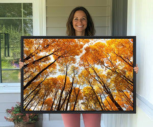 Golden Autumn Forest Wall Art Canvas Print – Framed Vibrant