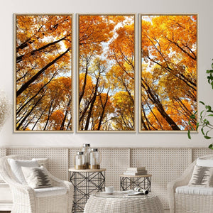 Golden Autumn Forest Wall Art Canvas Print – Framed Vibrant