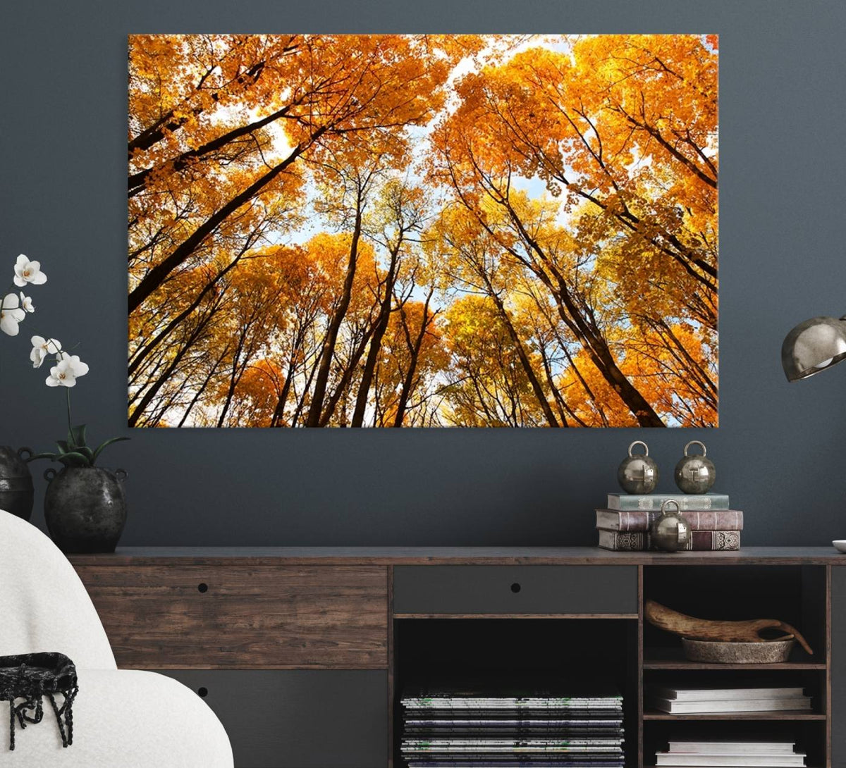 Golden Autumn Forest Wall Art Canvas Print – Framed Vibrant