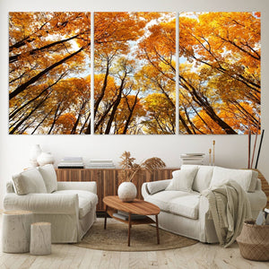 Golden Autumn Forest Wall Art Canvas Print – Framed Vibrant