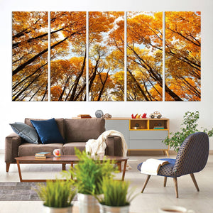 Golden Autumn Forest Wall Art Canvas Print – Framed Vibrant