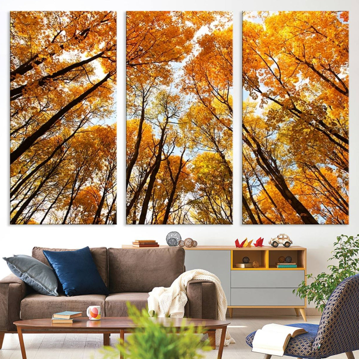 Golden Autumn Forest Wall Art Canvas Print – Framed Vibrant