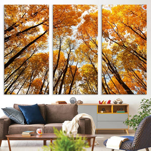 Golden Autumn Forest Wall Art Canvas Print – Framed Vibrant