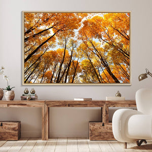 Golden Autumn Forest Wall Art Canvas Print – Framed Vibrant