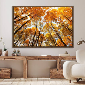 Golden Autumn Forest Wall Art Canvas Print – Framed Vibrant