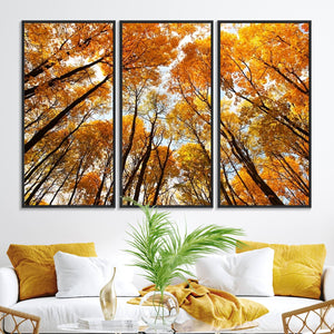 Golden Autumn Forest Wall Art Canvas Print – Framed Vibrant