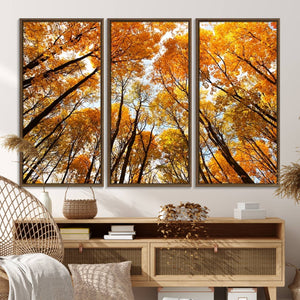 Golden Autumn Forest Wall Art Canvas Print – Framed Vibrant