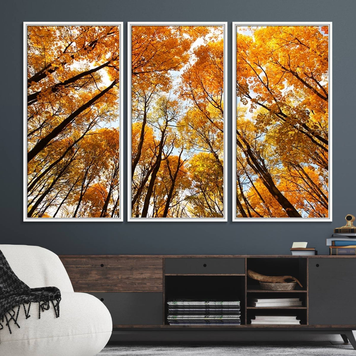 Golden Autumn Forest Wall Art Canvas Print – Framed Vibrant