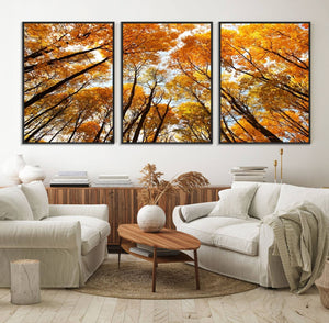 Golden Autumn Forest Wall Art Canvas Print – Framed Vibrant