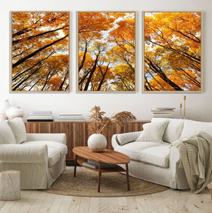 Golden Autumn Forest Wall Art Canvas Print – Framed Vibrant