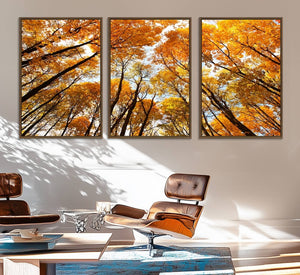 Golden Autumn Forest Wall Art Canvas Print – Framed Vibrant