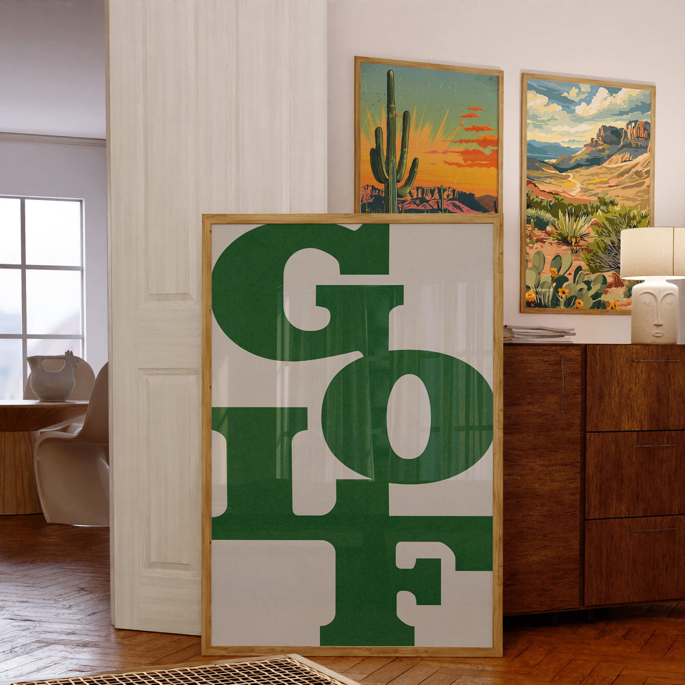 Golf Poster Typography Art Print For Golfers Light Gray