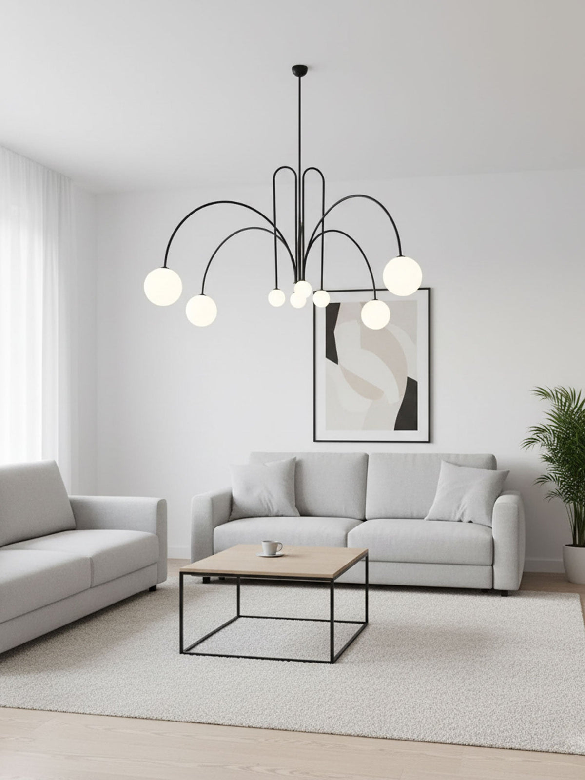 Globella | 6-Head Pendant Chandelier with Glass Globes, Adjustable Drop for Dining Rooms