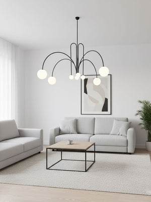 Globella | 6-Head Pendant Chandelier with Glass Globes, Adjustable Drop for Dining Rooms