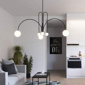 Globella | 6-Head Pendant Chandelier with Glass Globes, Adjustable Drop for Dining Rooms