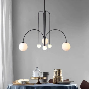 Globella | 6-Head Pendant Chandelier with Glass Globes, Adjustable Drop for Dining Rooms