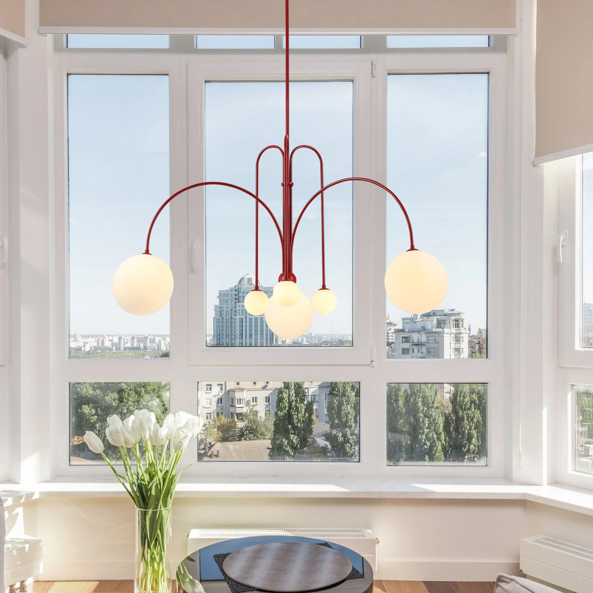 Globella | 6-Head Pendant Chandelier with Glass Globes, Adjustable Drop for Dining Rooms