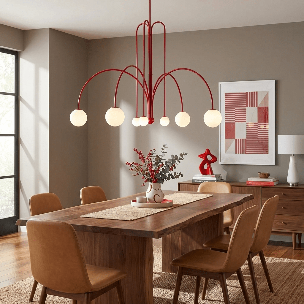 Globella | 6-Head Pendant Chandelier with Glass Globes, Adjustable Drop for Dining Rooms