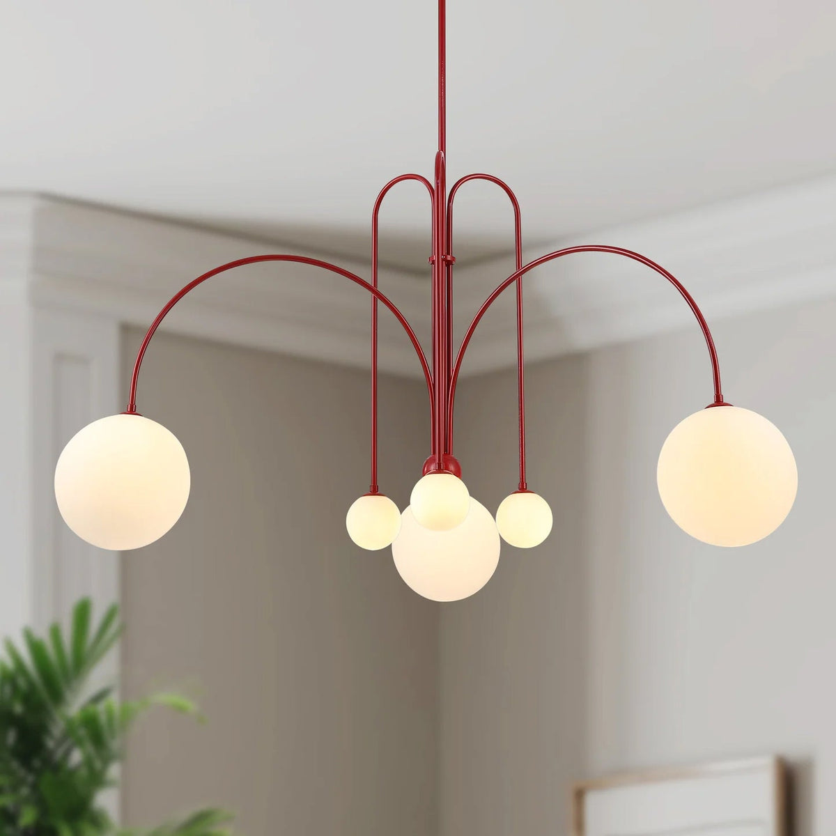 Globella | 6-Head Pendant Chandelier with Glass Globes, Adjustable Drop for Dining Rooms