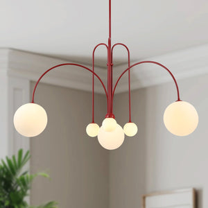 Globella | 6-Head Pendant Chandelier with Glass Globes, Adjustable Drop for Dining Rooms