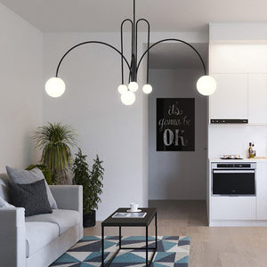 Globella | 6-Head Pendant Chandelier with Glass Globes, Adjustable Drop for Dining Rooms