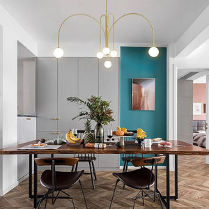 Globella | 6-Head Pendant Chandelier with Glass Globes, Adjustable Drop for Dining Rooms