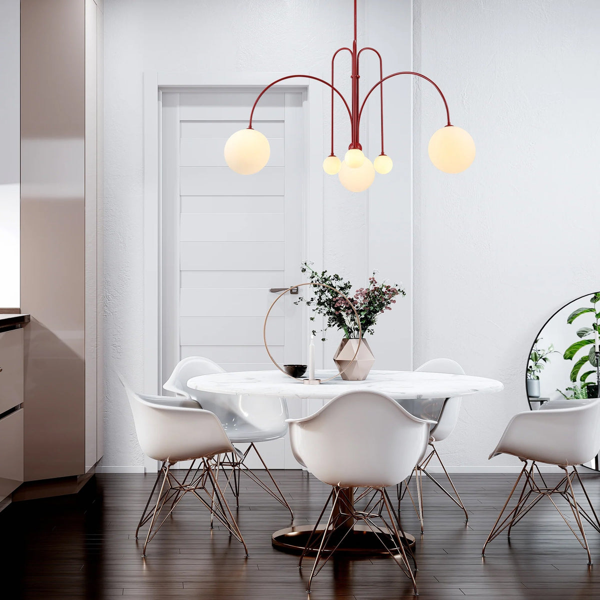 Globella | 6-Head Pendant Chandelier with Glass Globes, Adjustable Drop for Dining Rooms