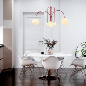 Globella | 6-Head Pendant Chandelier with Glass Globes, Adjustable Drop for Dining Rooms