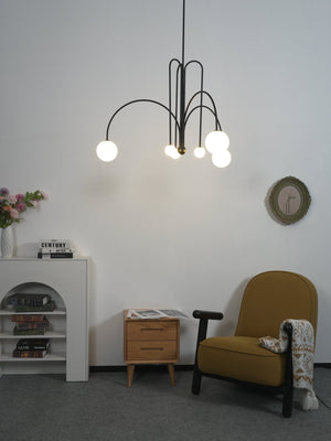 Globella | 6-Head Pendant Chandelier with Glass Globes, Adjustable Drop for Dining Rooms