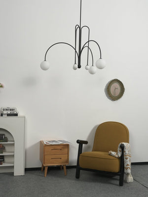 Globella | 6-Head Pendant Chandelier with Glass Globes, Adjustable Drop for Dining Rooms