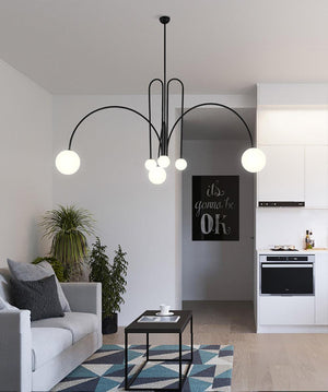 Globella | 6-Head Pendant Chandelier with Glass Globes, Adjustable Drop for Dining Rooms