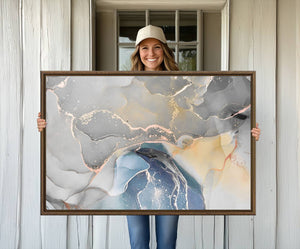 Gray Marble Fluid Effect Wall Art Abstract Canvas Wall Art
