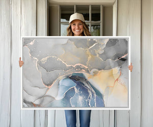 Gray Marble Fluid Effect Wall Art Abstract Canvas Wall Art