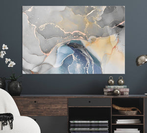 Gray Marble Fluid Effect Wall Art Abstract Canvas Wall Art