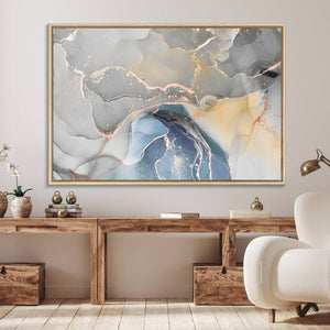 Gray Marble Fluid Effect Wall Art Abstract Canvas Wall Art