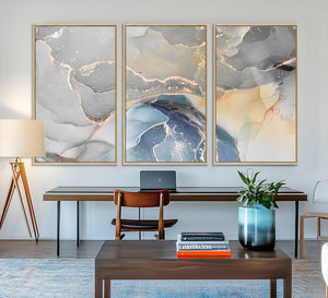 Gray Marble Fluid Effect Wall Art Abstract Canvas Wall Art