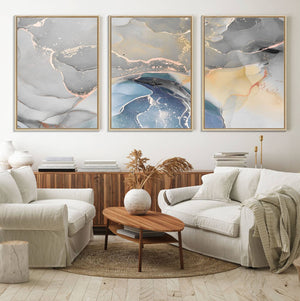 Gray Marble Fluid Effect Wall Art Abstract Canvas Wall Art