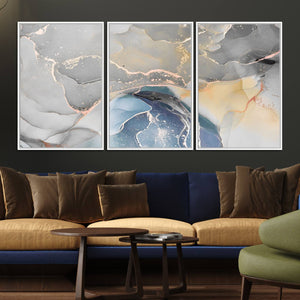 Gray Marble Fluid Effect Wall Art Abstract Canvas Wall Art