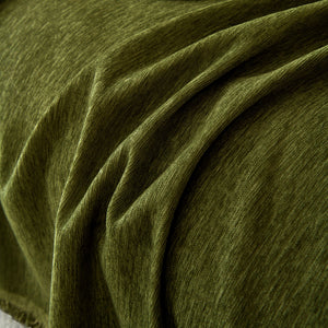 Solid Color Chenille Sofa Throw Blanket, Soft & Plush Decorative Couch Throw Cover