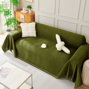 Solid Color Chenille Sofa Throw Blanket, Soft & Plush Decorative Couch Throw Cover