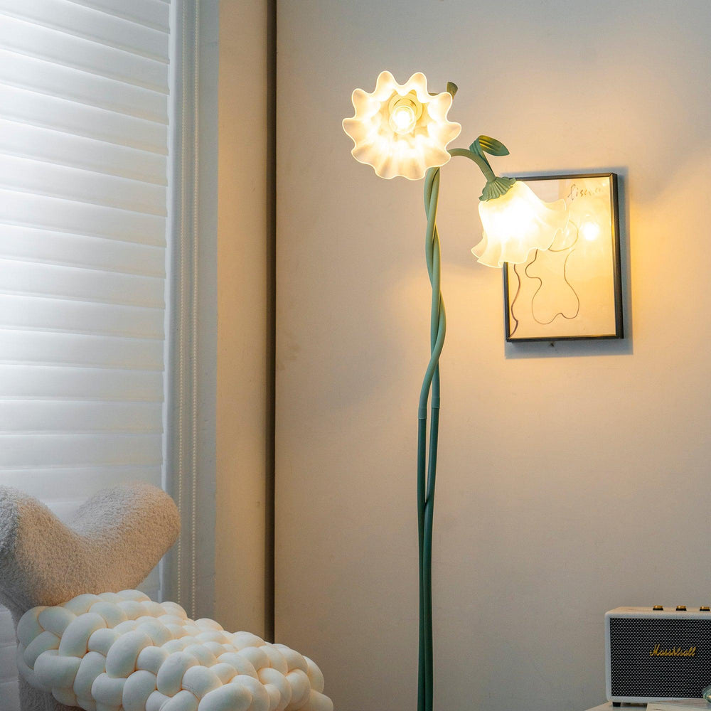 Calla Flower Floor Lamp Matte Green Floral Standing Light
