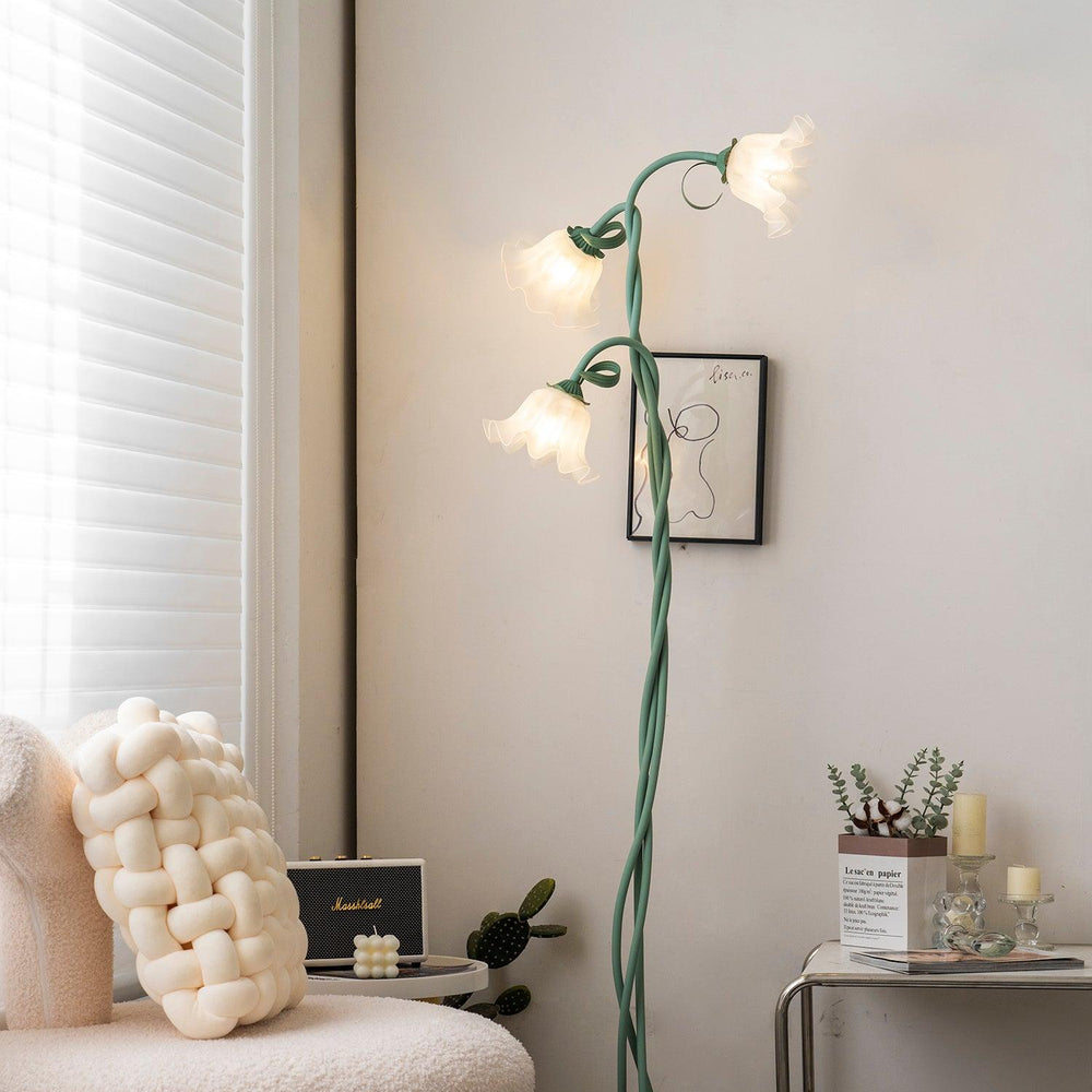 Calla Flower Floor Lamp Matte Green Floral Standing Light