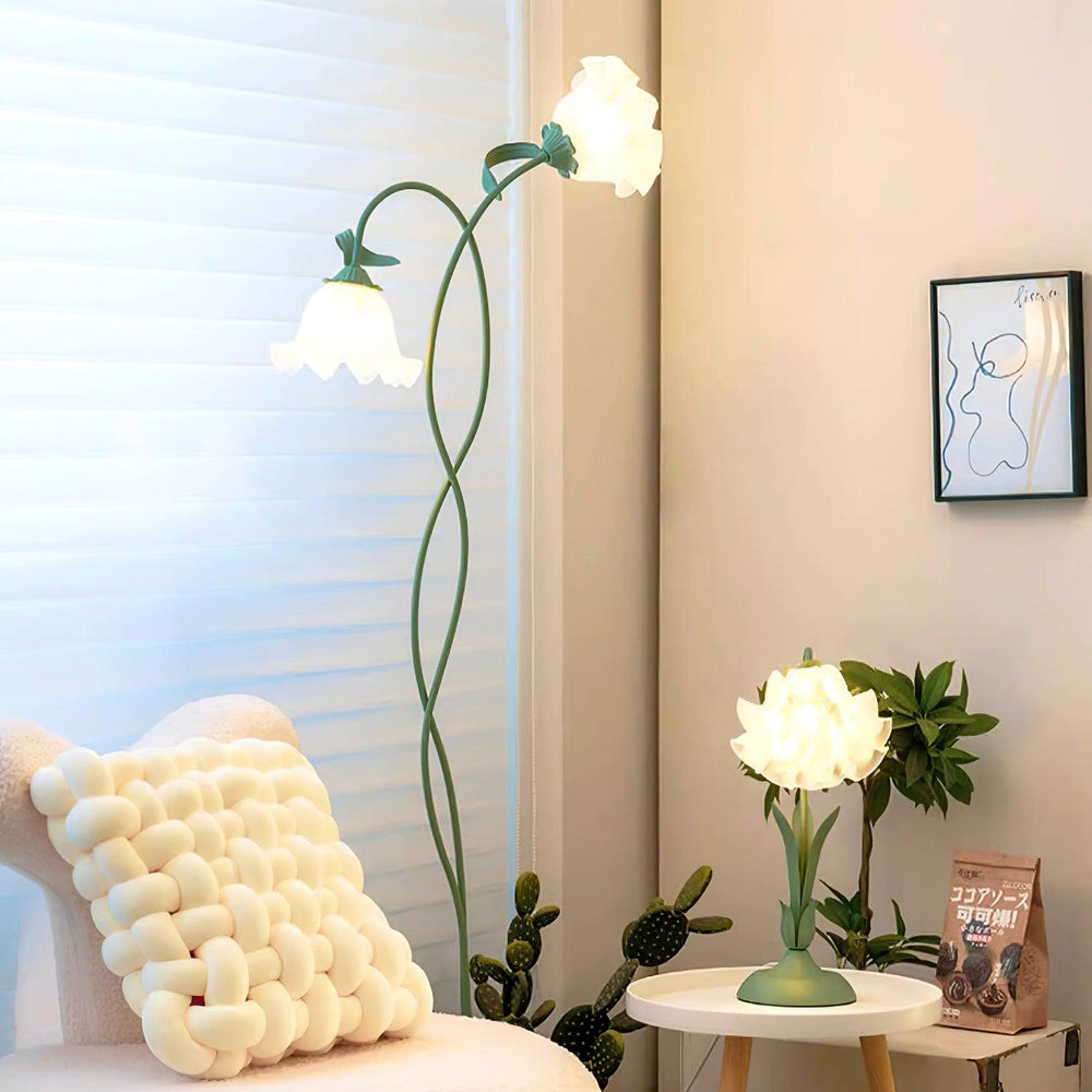 Calla Flower Floor Lamp Matte Green Floral Standing Light