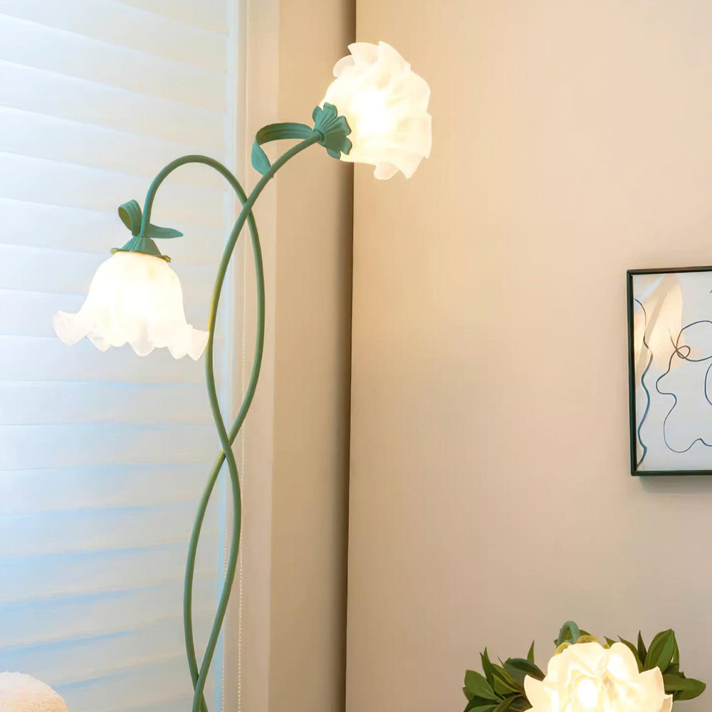 Calla Flower Floor Lamp Matte Green Floral Standing Light