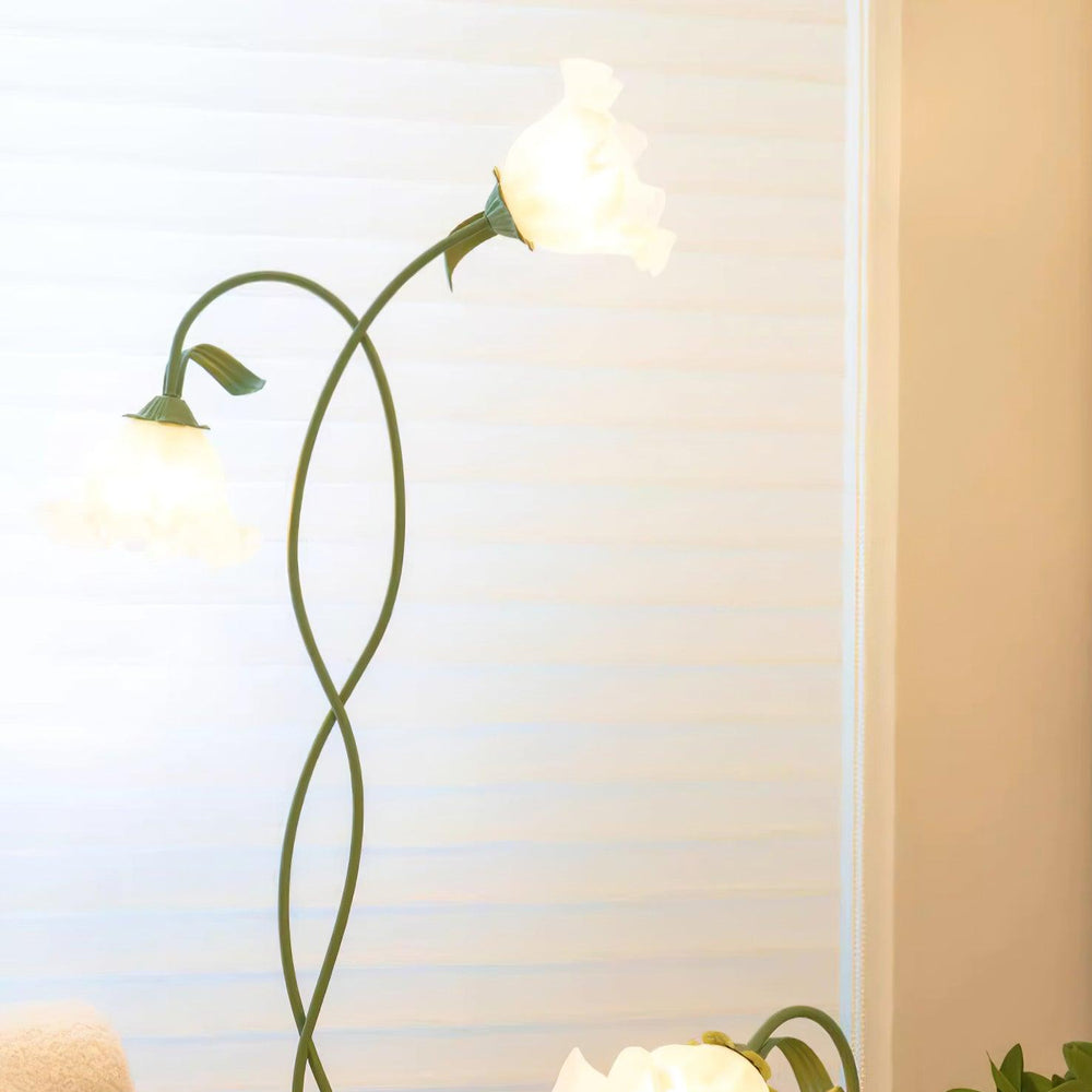 Calla Flower Floor Lamp Matte Green Floral Standing Light